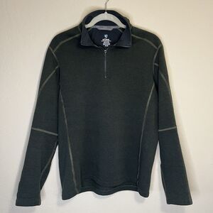 Kuhl Mens Medium Olive Green Revel Quarter Zip Fleece Outdoor Hiking Gorp Layer
